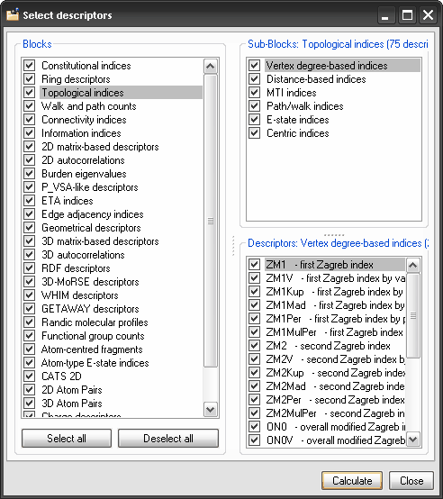 Select Descriptors